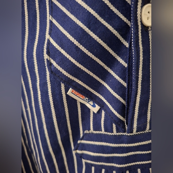 Modas Men's 100% Cotton Navy & White Striped Fisherman Shirt (Size EU 50/US L) - Picture 3 of 7